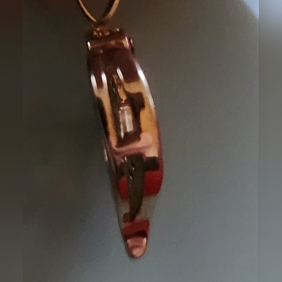 925 STERLING SILVER GOLD VERMEIL, GEMSTONE OC HEART, CROSS PENDANT 23MM, 1.5 GR - Picture 7 of 7